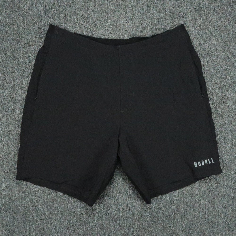 NOBULL Shorts Mens XL Black Gym Athletic Zip Pocket Stretch Training